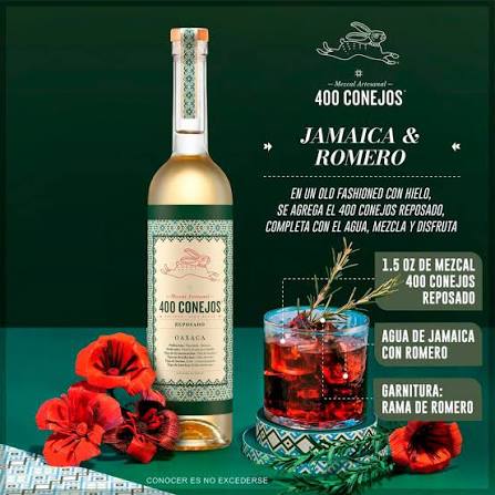 MEZCAL 400 CONEJOS REPOSADO 750ML